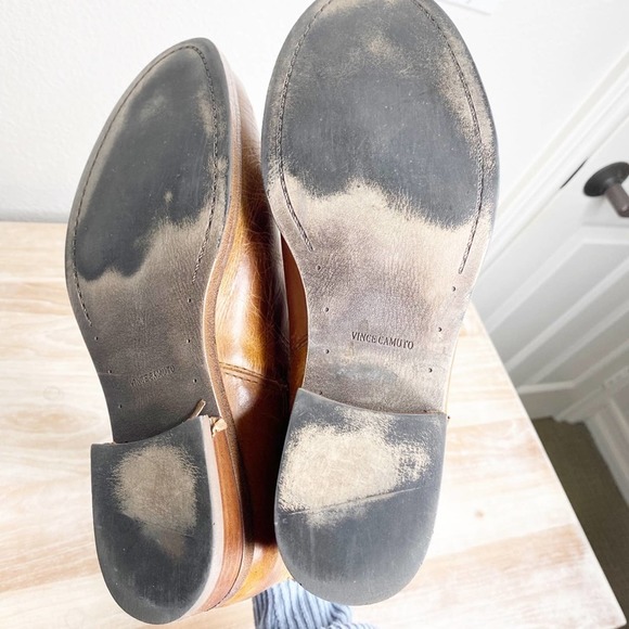 vince camuto brown leather distressed boots made in brazel size 8 - Picture 7 of 9